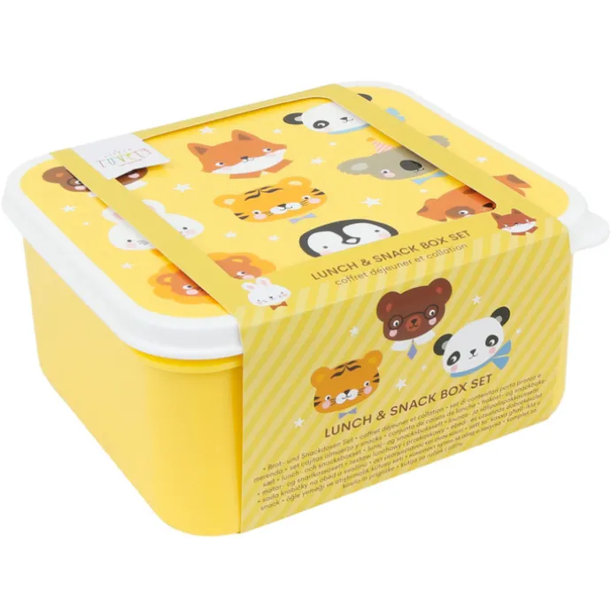 A Little Lovely Company Charlie Lunch & Snack Box animal friends