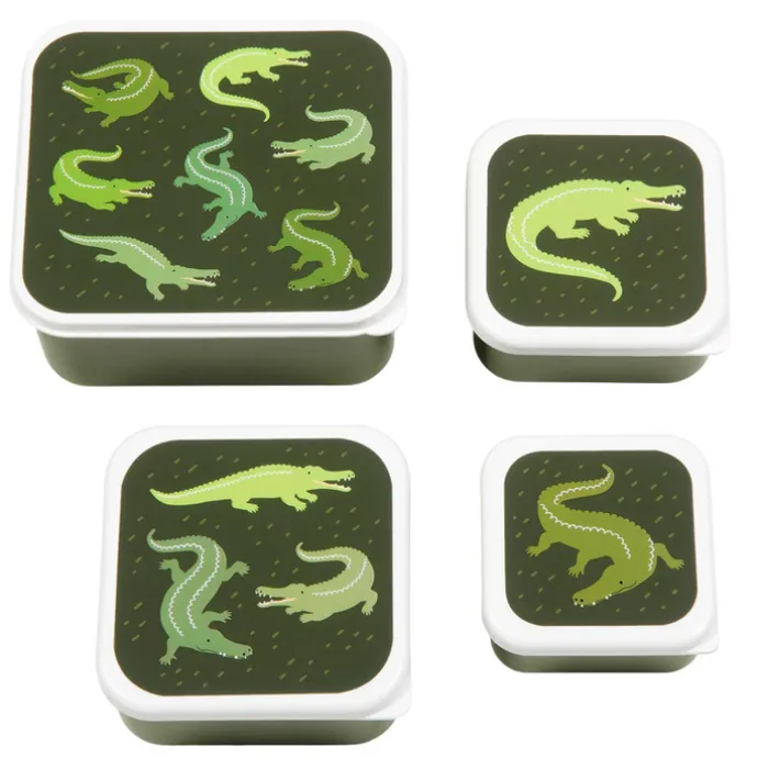 A Little Lovely Company Charlie Lunch & Snack Box crocodiles