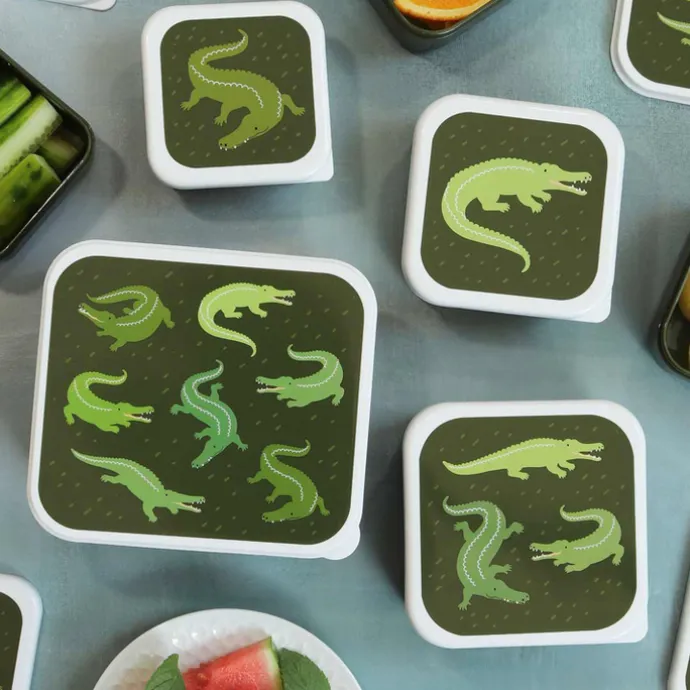 A Little Lovely Company Charlie Lunch & Snack Box crocodiles