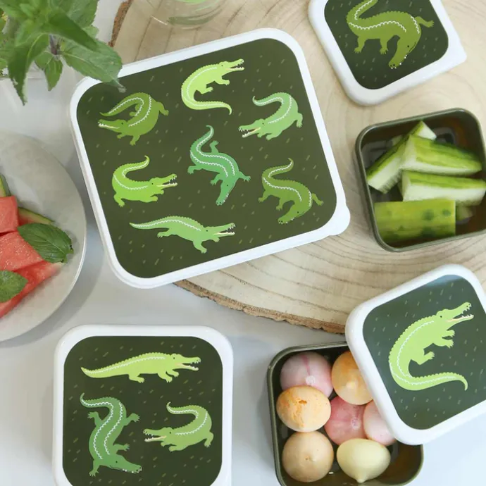 A Little Lovely Company Charlie Lunch & Snack Box crocodiles