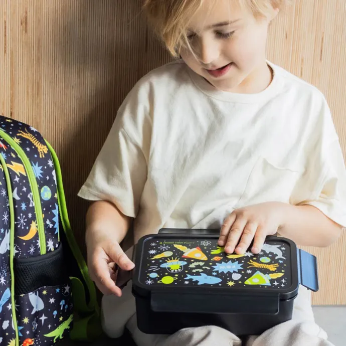 A Little Lovely Company Robin Bento Lunchbox galaxy