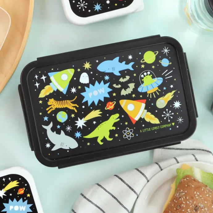A Little Lovely Company Robin Bento Lunchbox galaxy