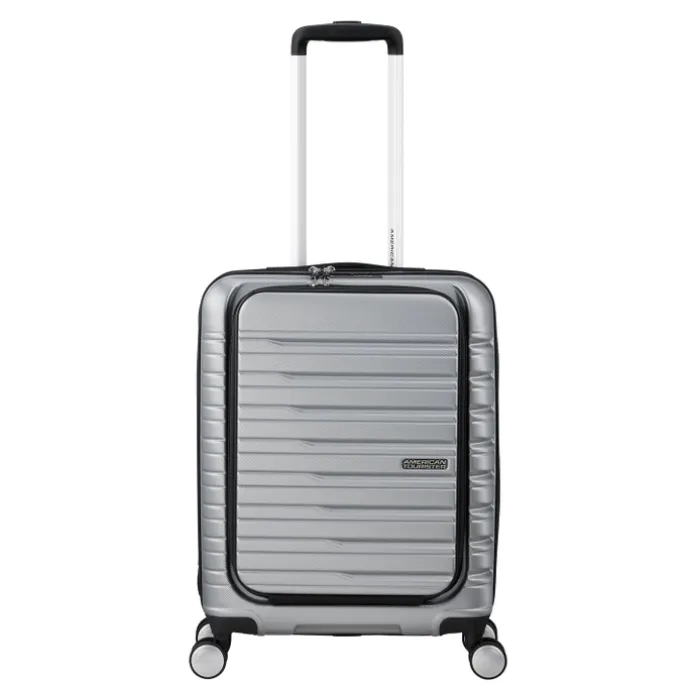 American Tourister Flashline Spin. 55/20 Frontloader Cabin Trolley sky silver