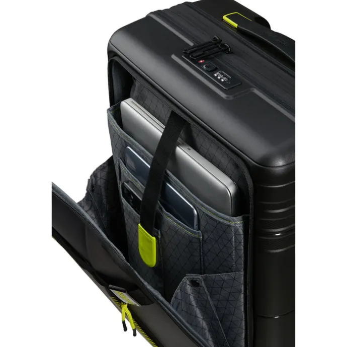 American Tourister Hello Cabin Spinner 55 EXP Coated black/lime