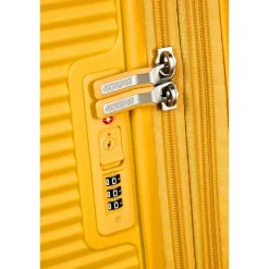American Tourister Soundbox Spinner 67 Expandable golden yellow