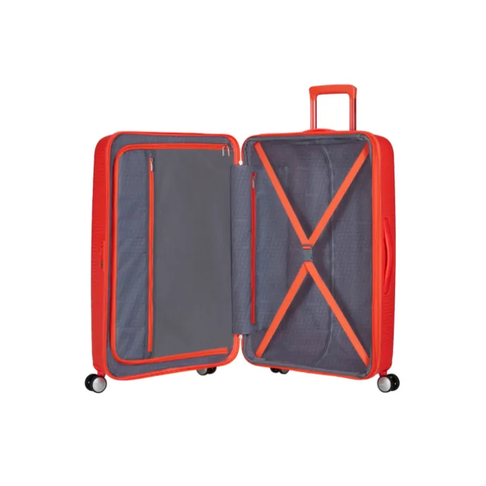 American Tourister Soundbox Spinner 77/28 TSA Expandable neon orange