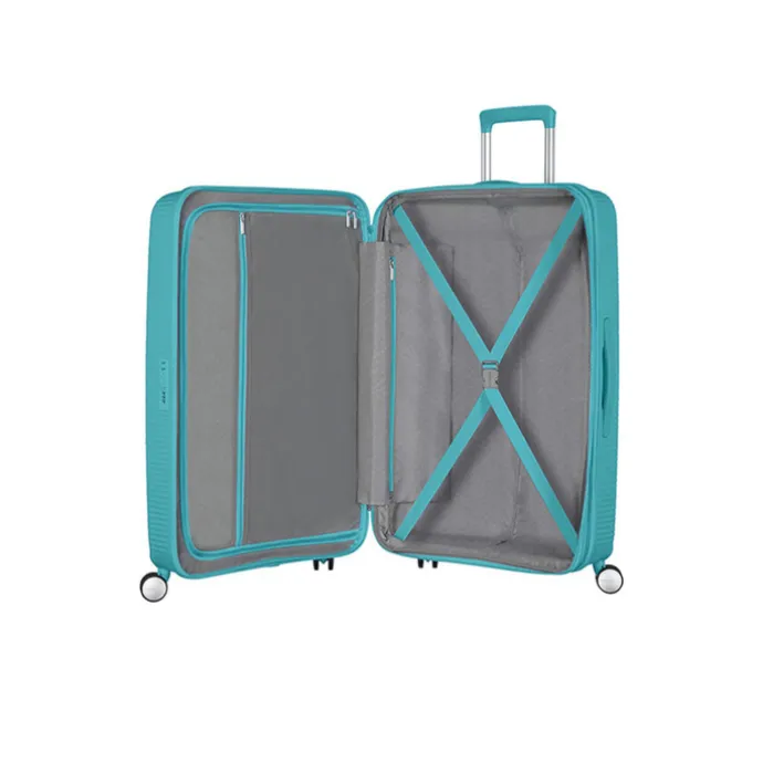 American Tourister Soundbox Spinner 77 Expandable turquoise tonic