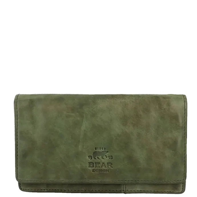 Bear Design Cow Lavato Dames Portemonnee 12cc olive green