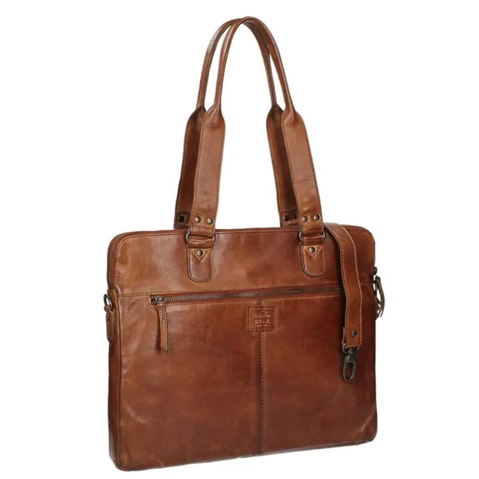 Bear Design Cow Lavato Laptopschoudertas cognac