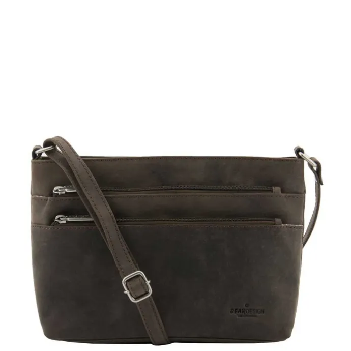 Bear Design Dark Nature Schoudertas Multi Rits brown