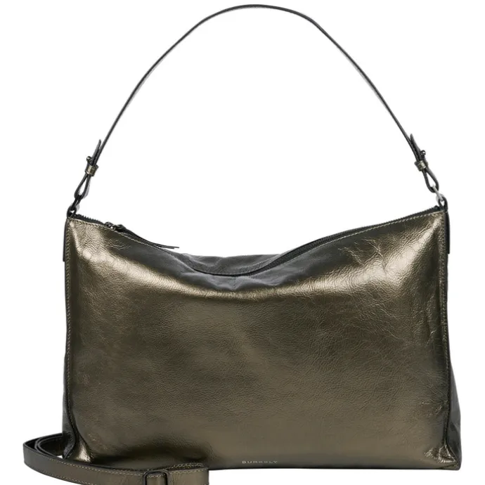 Burkely Creased Crystal Wide Hobo gun metal