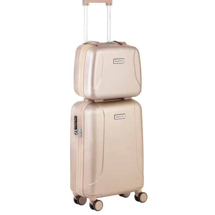 CarryOn Skyhopper 4 Wiel Trolley 55 + Beautycase Set champagne