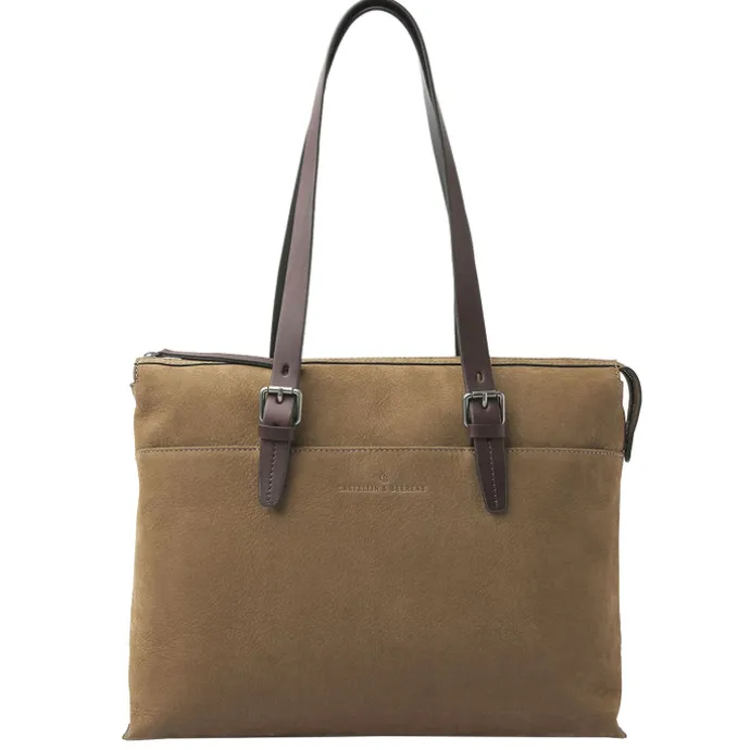 Castelijn & Beerens Nubuck Schoudertas 15.6" RFID taupe