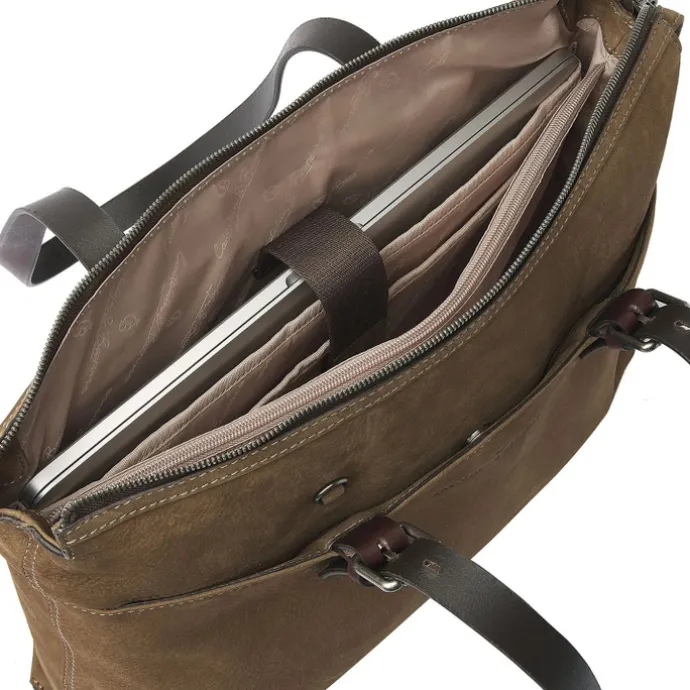 Castelijn & Beerens Nubuck Schoudertas 15.6" RFID taupe