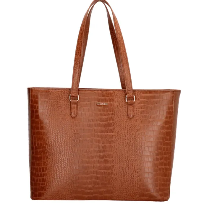 Charm London Midwood Shopper 15.6 inch laptopvak cognac croco