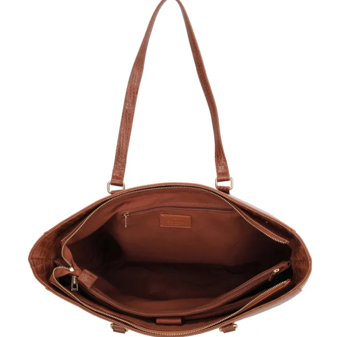 Charm London Midwood Shopper 15.6 inch laptopvak cognac croco