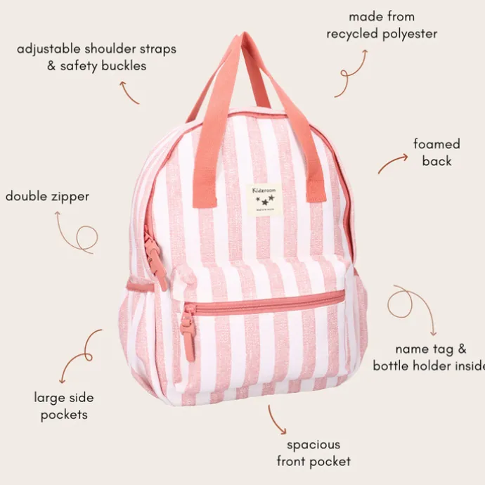Kidzroom Lille Stripe Frenzy Backpack pink
