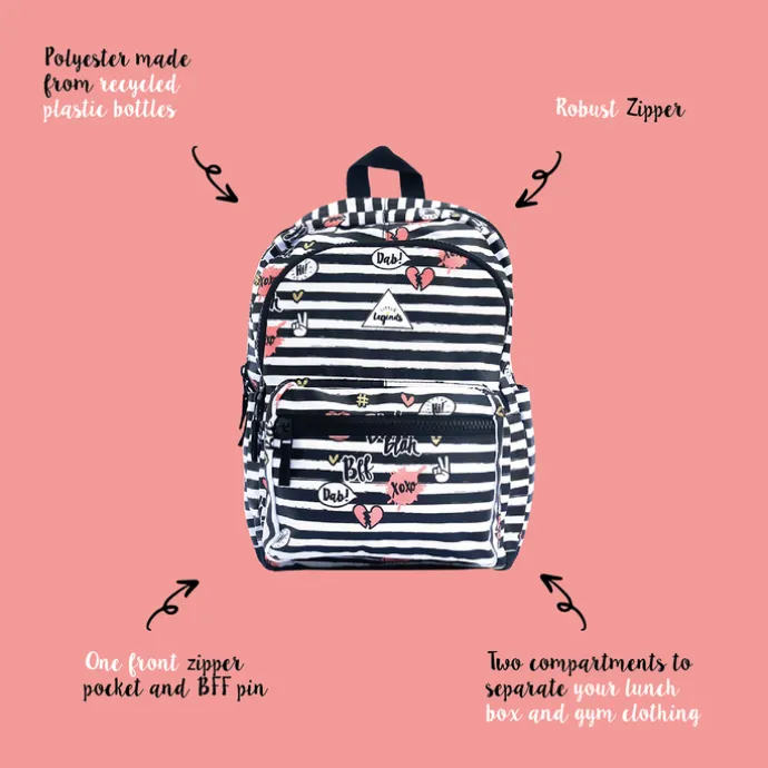 Little Legends BFF Backpack L zwart/wit/roze