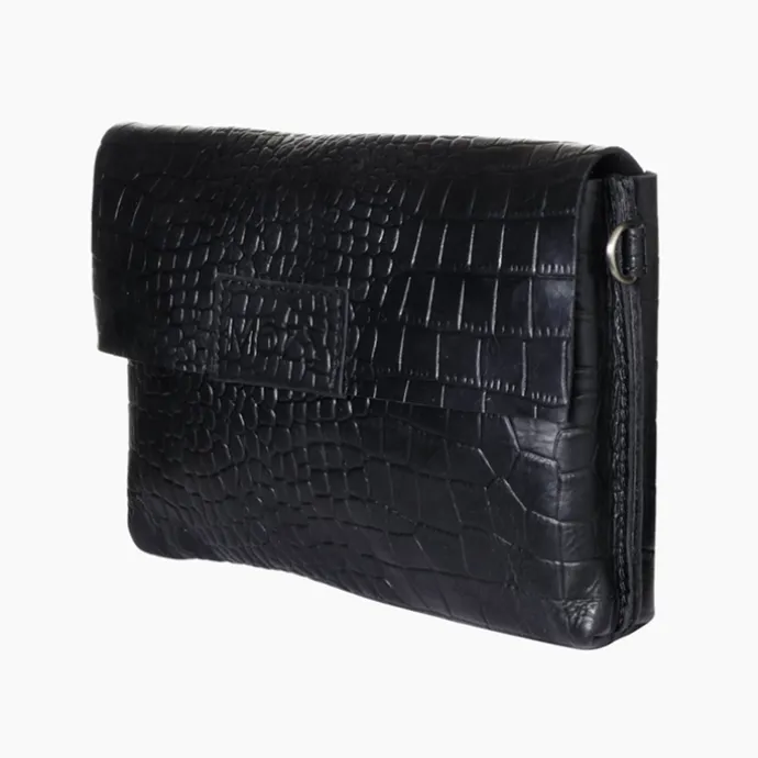Mozz Luieretui Crossbody croco zwart