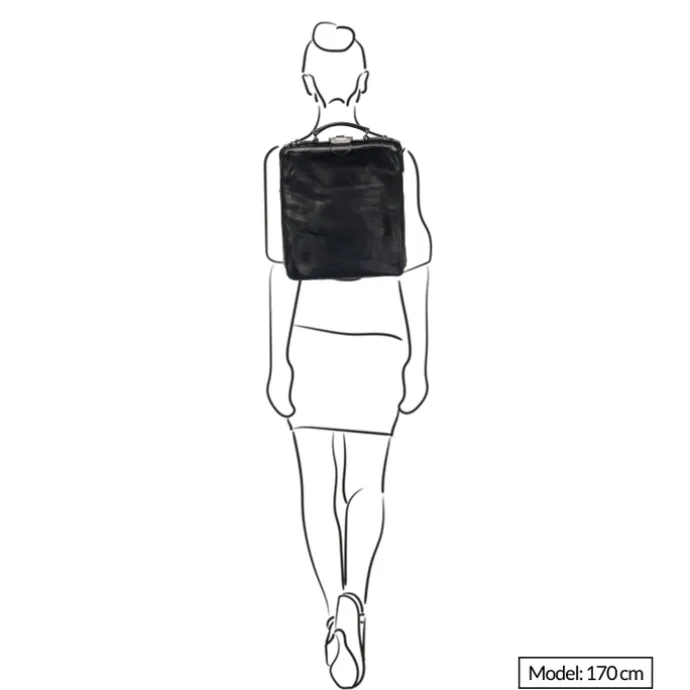 Mutsaers On The Bag Leather Backpack zwart croco