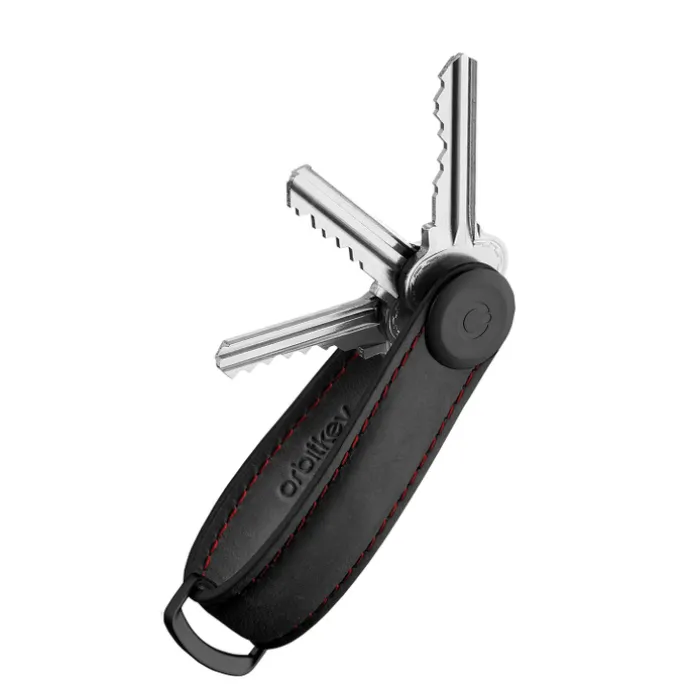 Orbitkey Crazy Horse Leather Key Organiser obsidian black/red