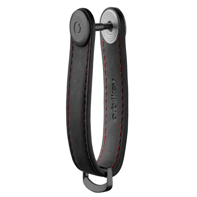 Orbitkey Crazy Horse Leather Key Organiser obsidian black/red