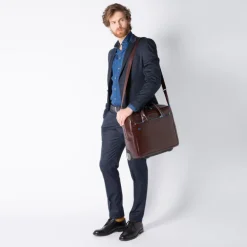 Piquadro Black Square Briefcase with wheels brown