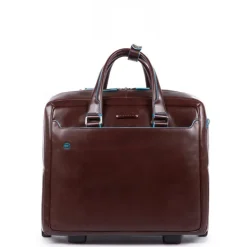 Piquadro Black Square Briefcase with wheels brown
