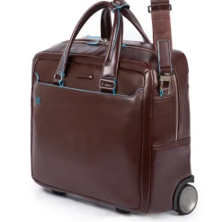 Piquadro Black Square Briefcase with wheels brown