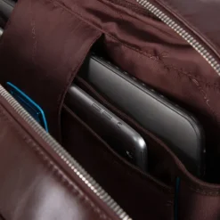 Piquadro Black Square Briefcase with wheels brown