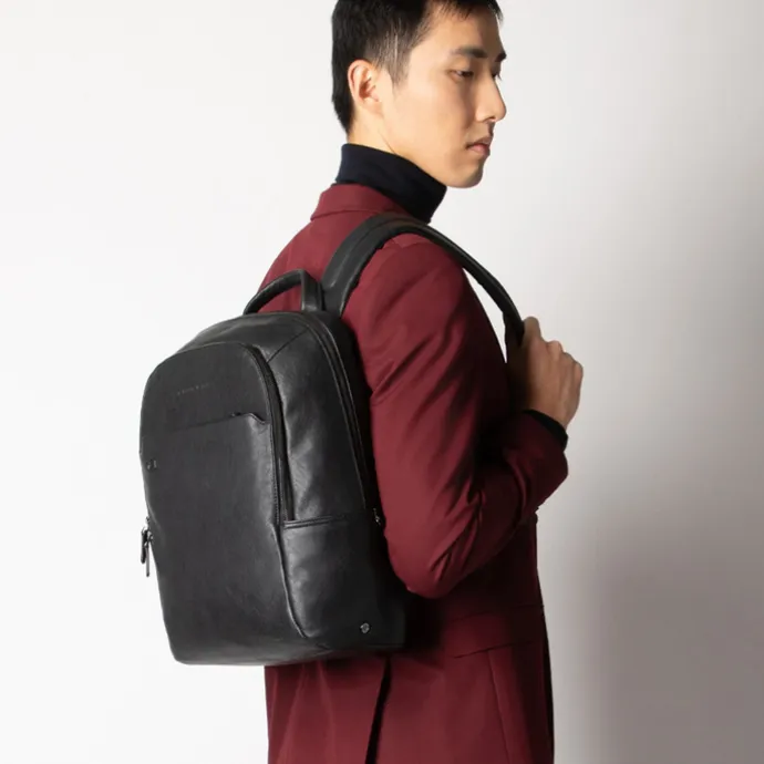 Piquadro Black Square Computer Backpack with iPad Compartment black II