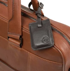 Piquadro Black Square Portfolio Computer Briefcase with iPad Compartment tobacco