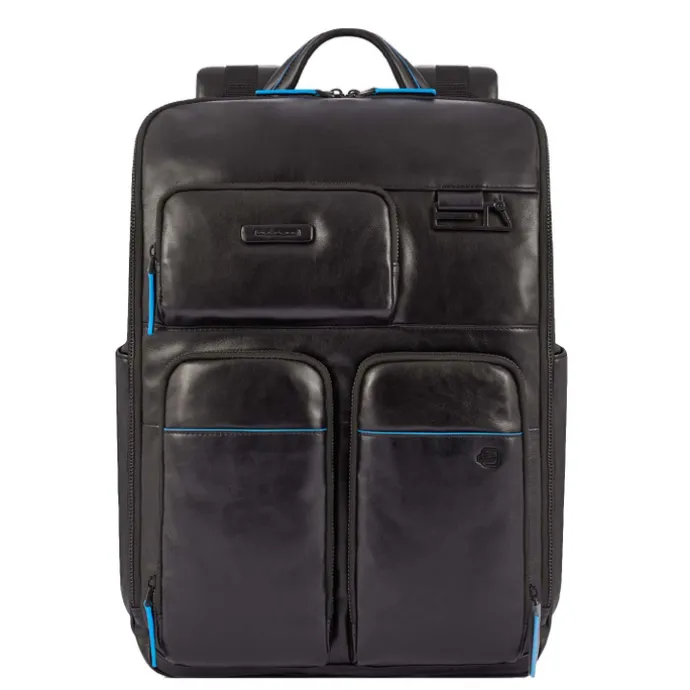 Piquadro Blue Square Computer Backpack With iPad Pro black
