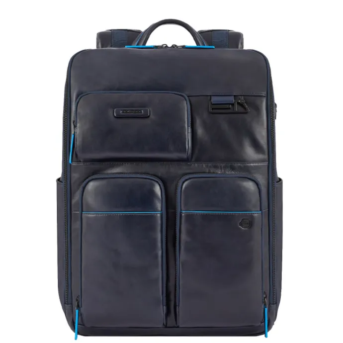 Piquadro Blue Square Computer Backpack With iPad Pro blue