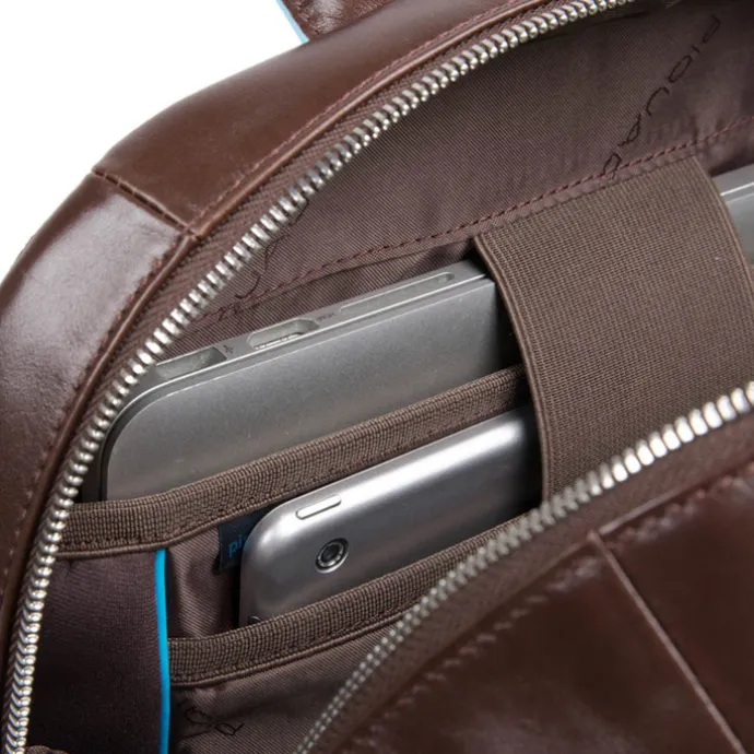 Piquadro Blue Square Computer Backpack with iPad Compartment dark brown