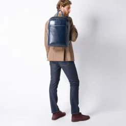 Piquadro Blue Square Computer Backpack with iPad Compartment black