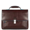 Piquadro Blue Square Exp. Computer Portfolio Briefcase mahogany