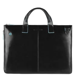 Piquadro Blue Square Expandable Slim Computer Bag 15.6" black