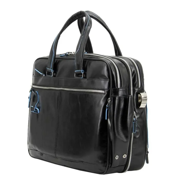 Piquadro Blue Square Expandable Computer Case with iPad/iPad Air Holder black