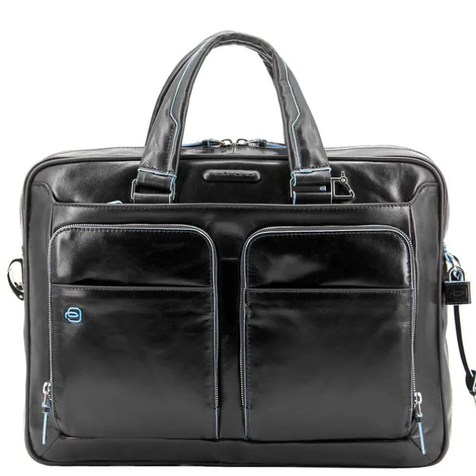 Piquadro Blue Square Organized Laptop & iPad Case black