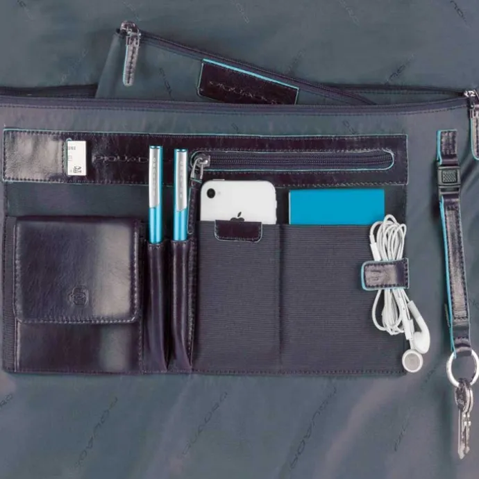 Piquadro Blue Square Organized Laptop & iPad Case black