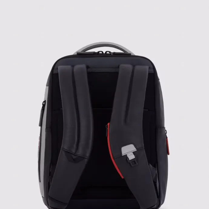 Piquadro Urban Leather Computer Backpack 14" grey/black