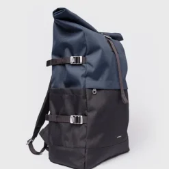 Sandqvist Icon Rolltop Backpack L multi black-navy with black leather