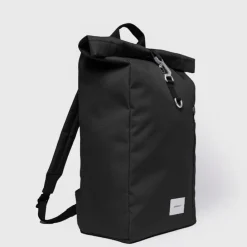 Sandqvist Icon Rolltop Backpack L black-black with black leather