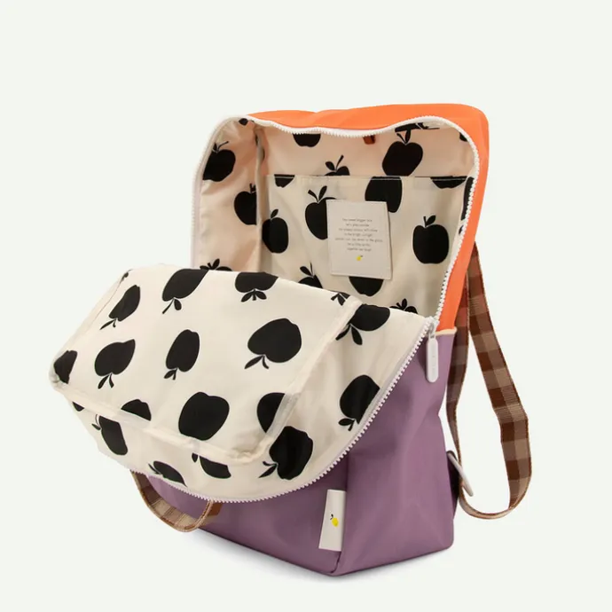 Sticky Lemon Colourblocking Backpack Large orange juice plum purple schoolbus brown
