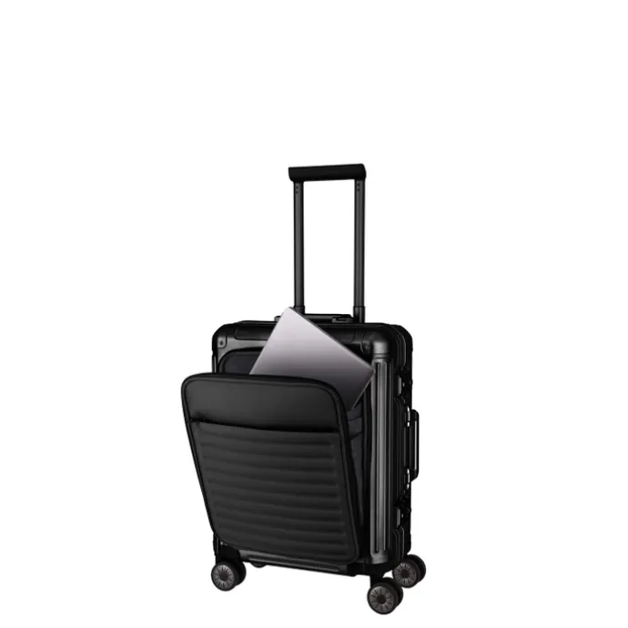 Travelite Next 2.0 Aluminium 4 Wiel Trolley S with Frontpocket black matt