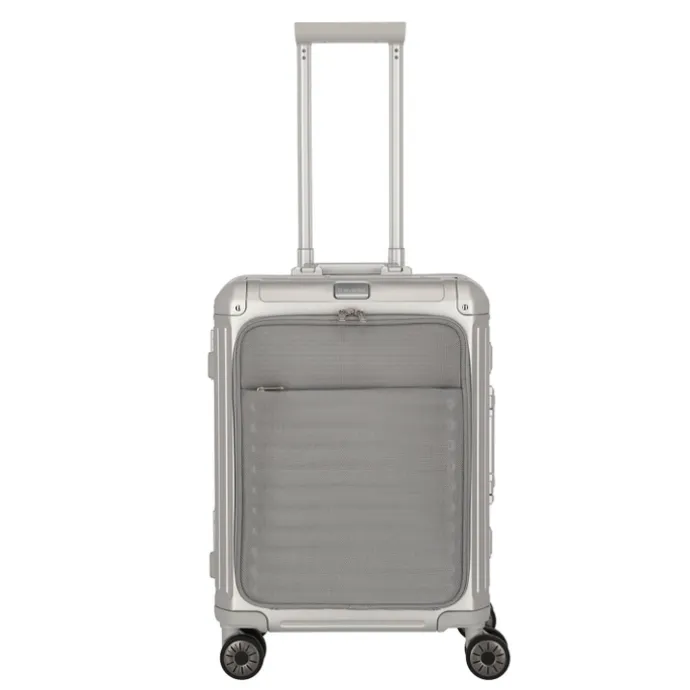 Travelite Next 2.0 Aluminium 4 Wiel Trolley S with Frontpocket silver
