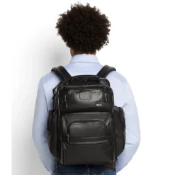 TUMI Alpha Leather Brief Pack Backpack black